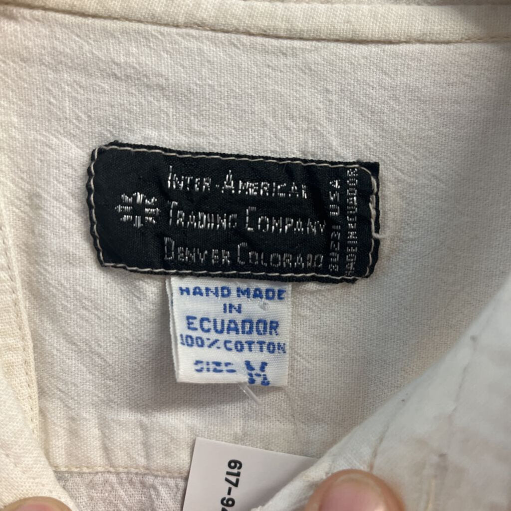 Inter-American Trading Company Vintage Blouse 1/2 Button Off White Men’s Size M