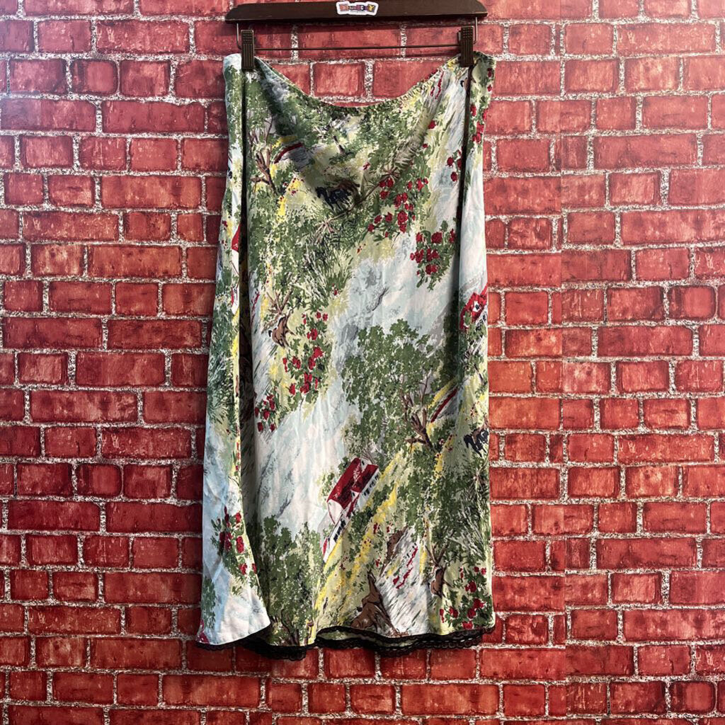Gap Tank Top and Midi Skirt Silk Nature Barn Horses Green/Multi Ladies Size 16