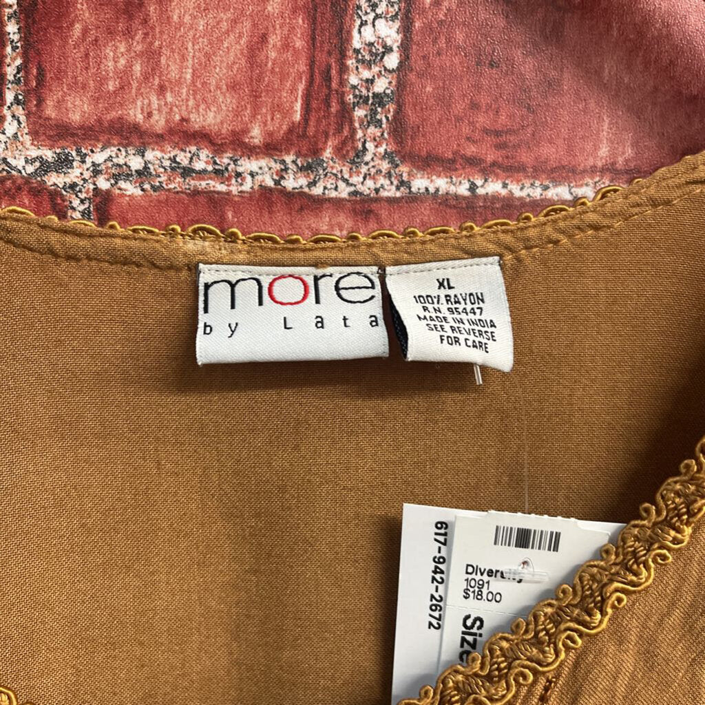 More by Late Blouse Buttons Embroidered Brown Ladies Size XL