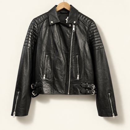 Allsaints Leather Moto Jacket Black Ladies Size 10