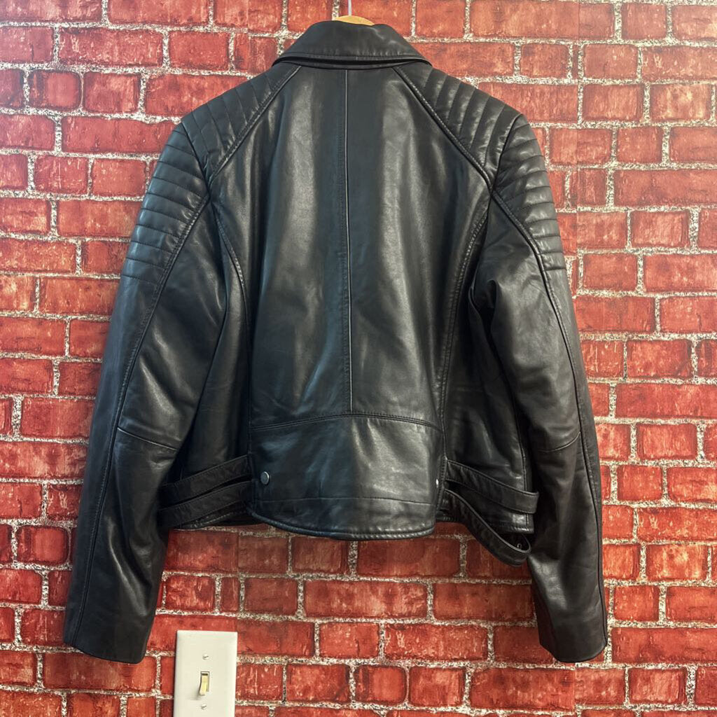 Allsaints Leather Moto Jacket Black Ladies Size 10
