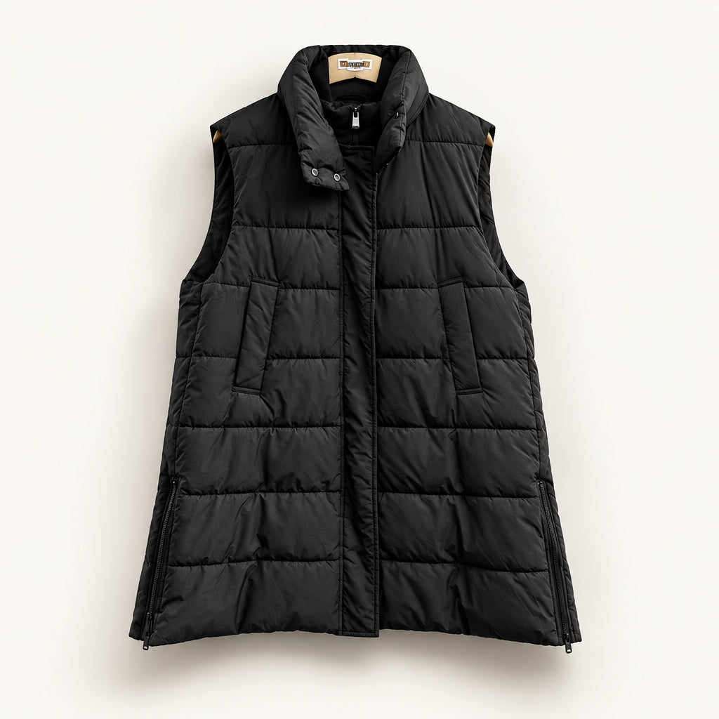 Zara Puffer Vest Long Side Zips Black Men’s Size M