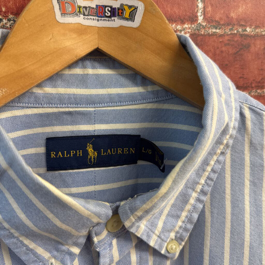 Polo Ralph Lauren Button Down Vertical Stripes Blue/White Men’s Size L
