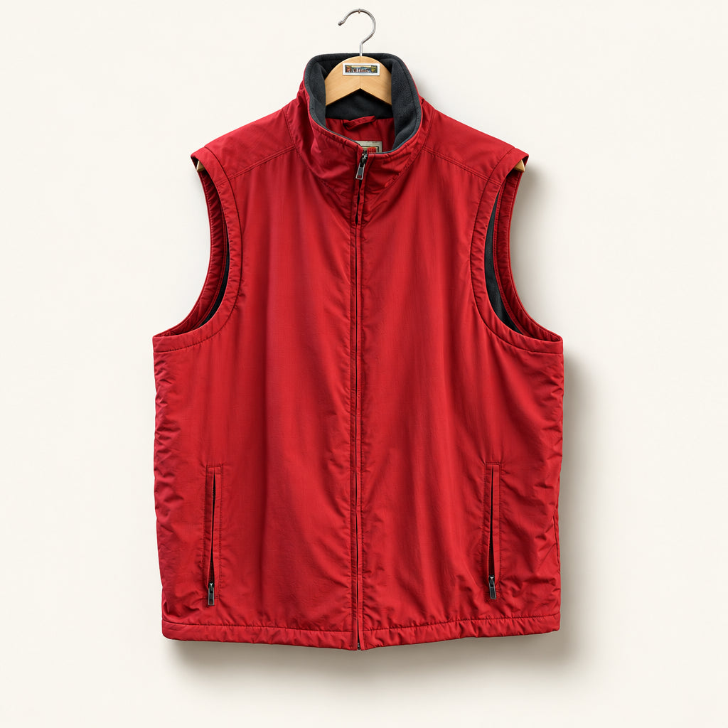 LL Bean Zip Vest Fleece Lined Red Men’s Size L