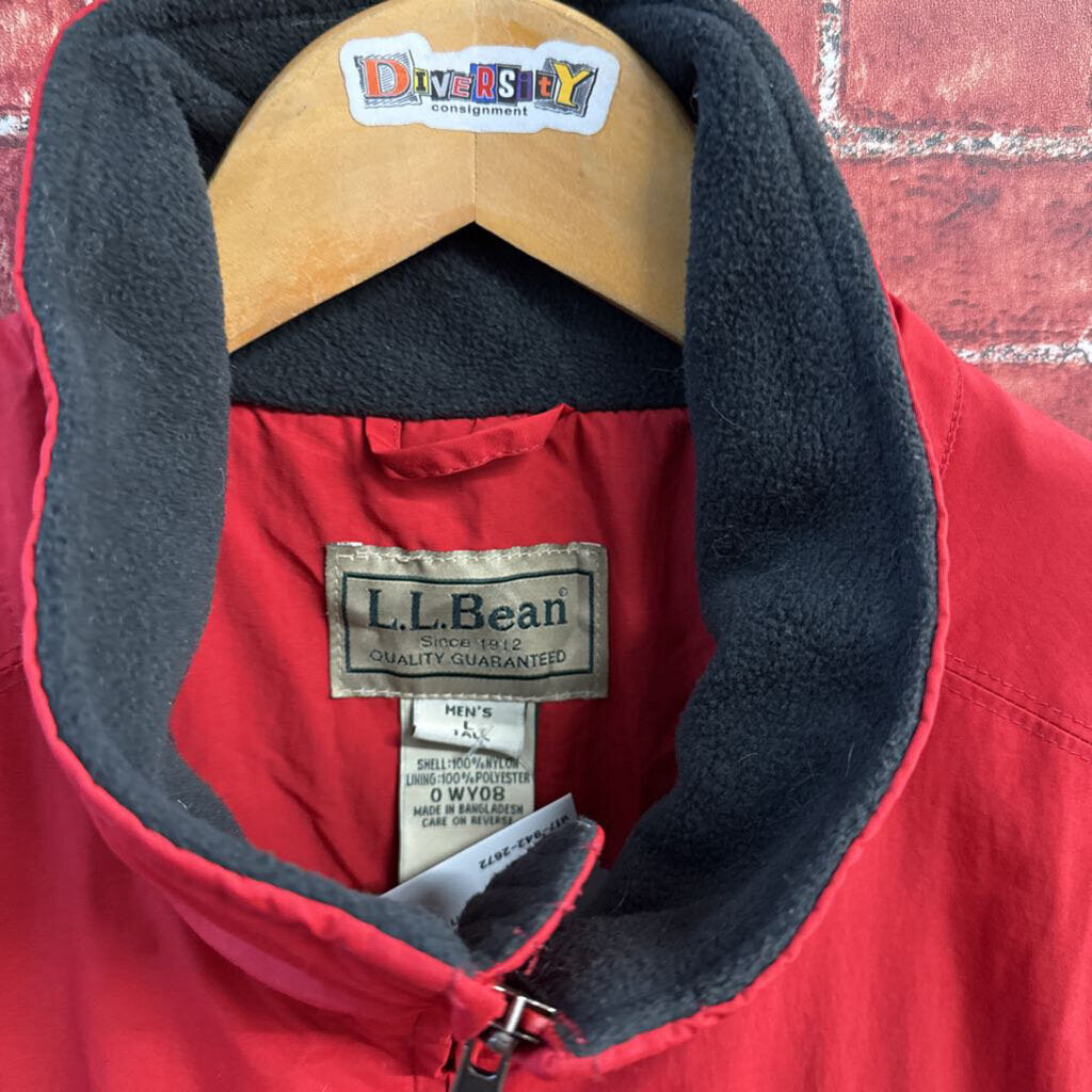 LL Bean Zip Vest Fleece Lined Red Men’s Size L