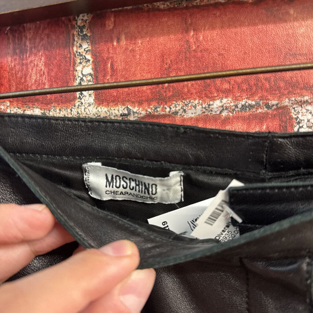 Moschino Cheap And Chic Sheep Leather Pants Black AS-IS (torn lining) Ladies Size XS/S