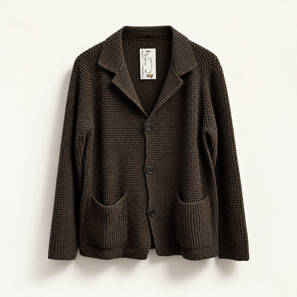 Waffle Knit Cardigan Brown Men’s Size L