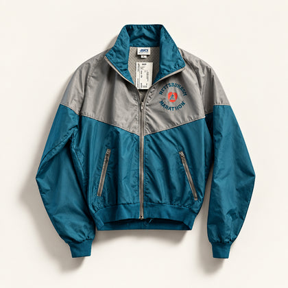 Soark Vintage Windbreaker Jacket Zip NYC Marathon Teal/Grey Men’s Size S