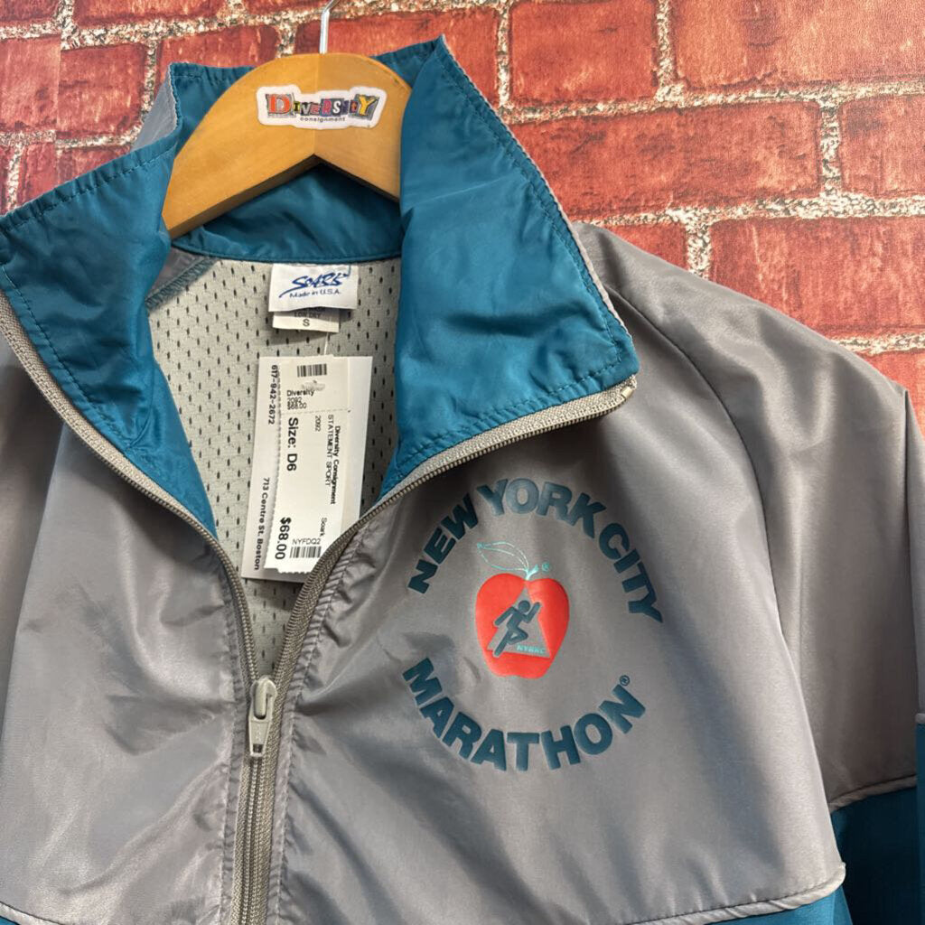 Soark Vintage Windbreaker Jacket Zip NYC Marathon Teal/Grey Men’s Size S