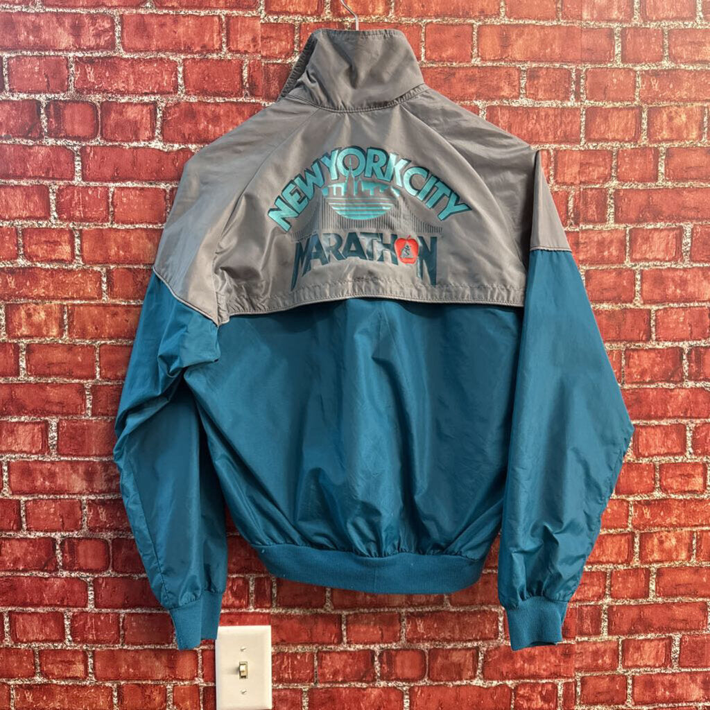 Soark Vintage Windbreaker Jacket Zip NYC Marathon Teal/Grey Men’s Size S