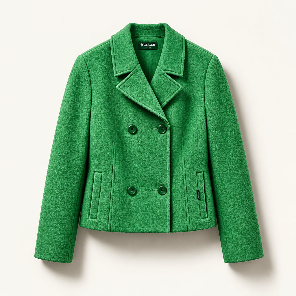 Geiger Pea Coat Wool Kelley Green Ladies Size 42 (M)