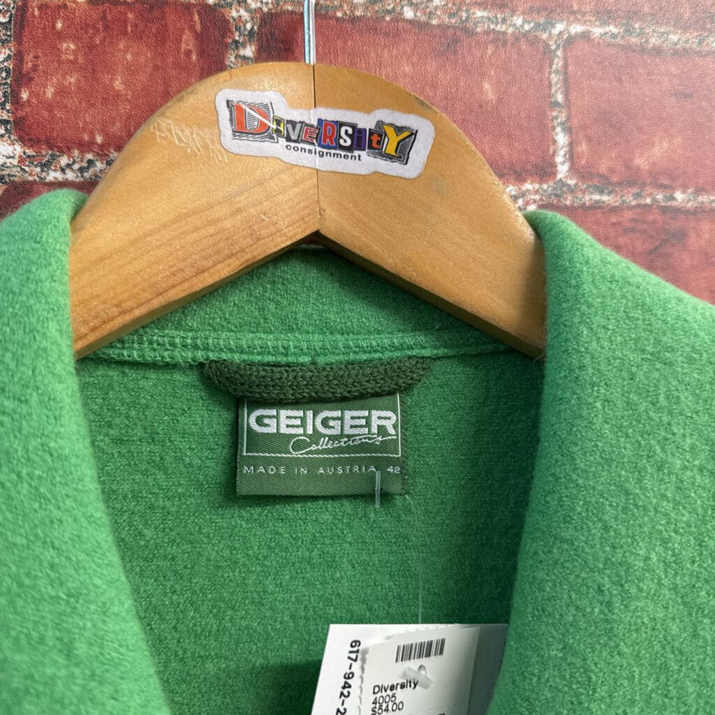 Geiger Pea Coat Wool Kelley Green Ladies Size 42 (M)