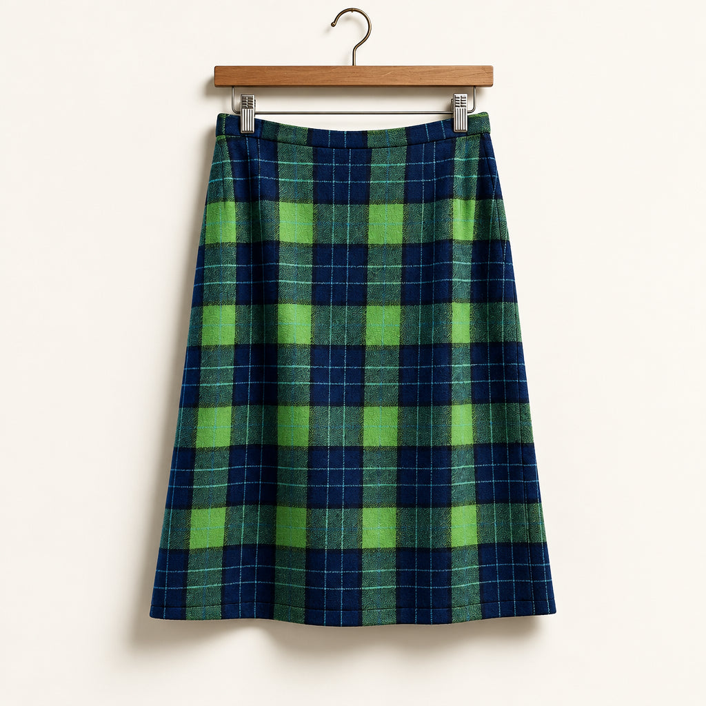Pendleton Vintage Midi Skirt Plaid Navy Blue/Kelley Green Ladies Size 16