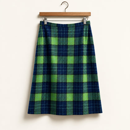 Pendleton Vintage Midi Skirt Plaid Navy Blue/Kelley Green Ladies Size 16