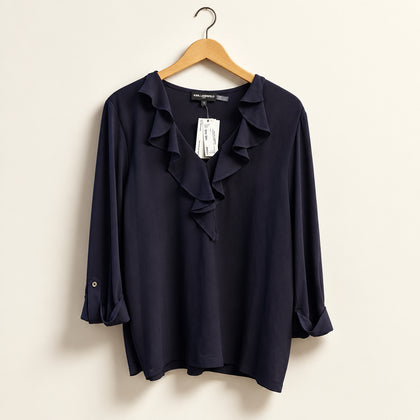 Karl Lagerfeld Blouse Ruffle Purple Ladies Size L