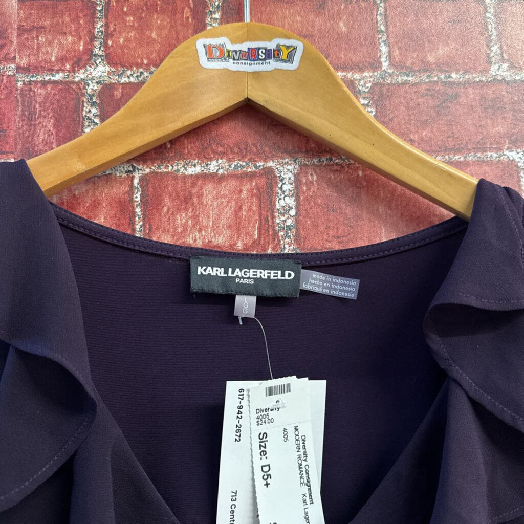 Karl Lagerfeld Blouse Ruffle Purple Ladies Size L