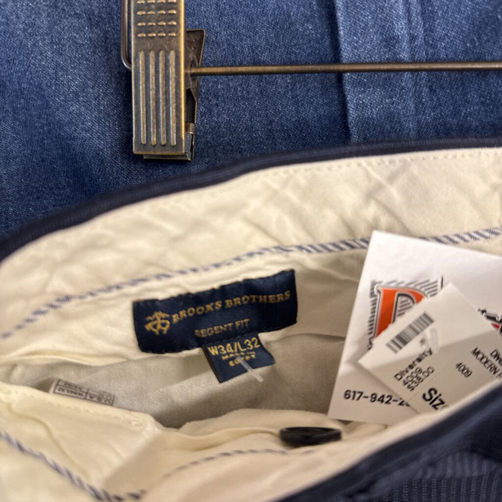 Brooks Brothers Dress Pants Wool Blend Pin Stripes Navy Size 34/32