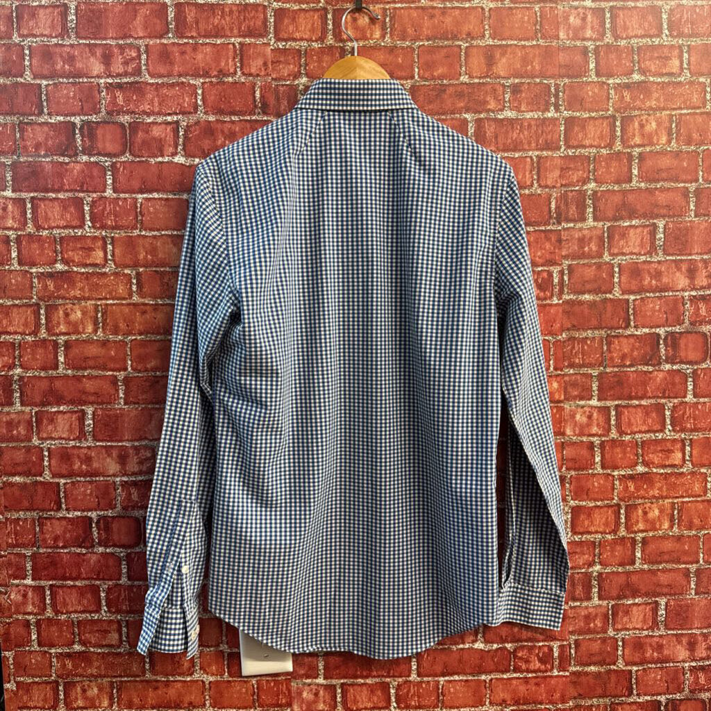 Kenneth Cole Button Up Checker Blue/White Size 15