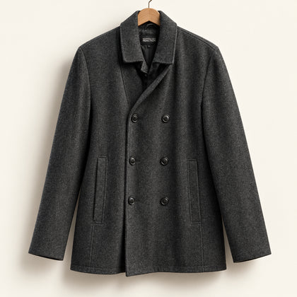 Kenneth Cole Reaction Pea Coat Wool Charcoal Grey Men’s Size L