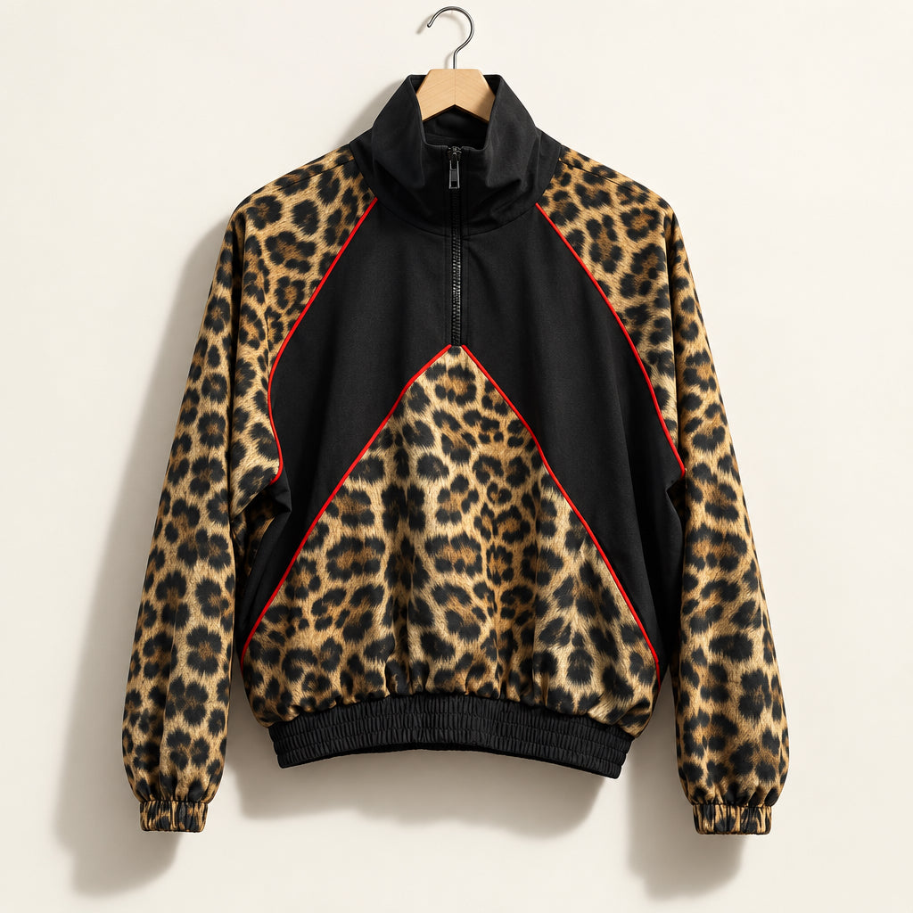 Terez Pullover Leopard Print Black/Brown/Red Ladies Size XS