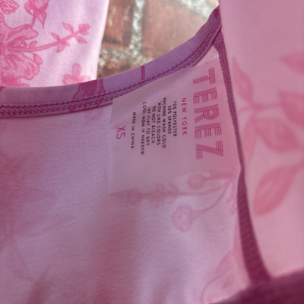 Terez Workout Sports Bra and Leggings Set Roses Pink Ladies Size XS