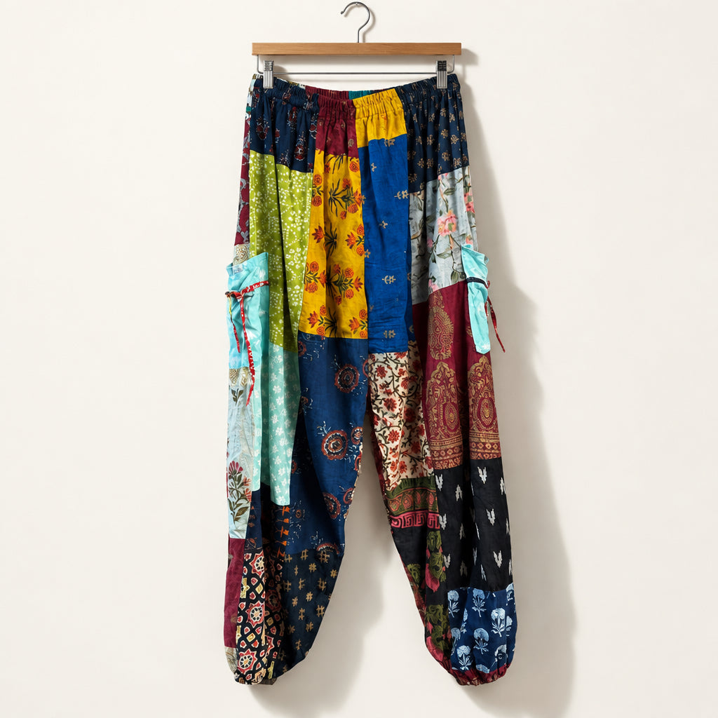 Made in India Patchwork Pants Cotton Floral/Patterned Multi Ladies Size L