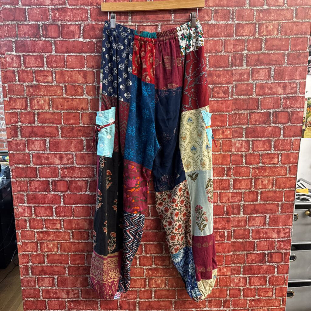 Made in India Patchwork Pants Cotton Floral/Patterned Multi Ladies Size L