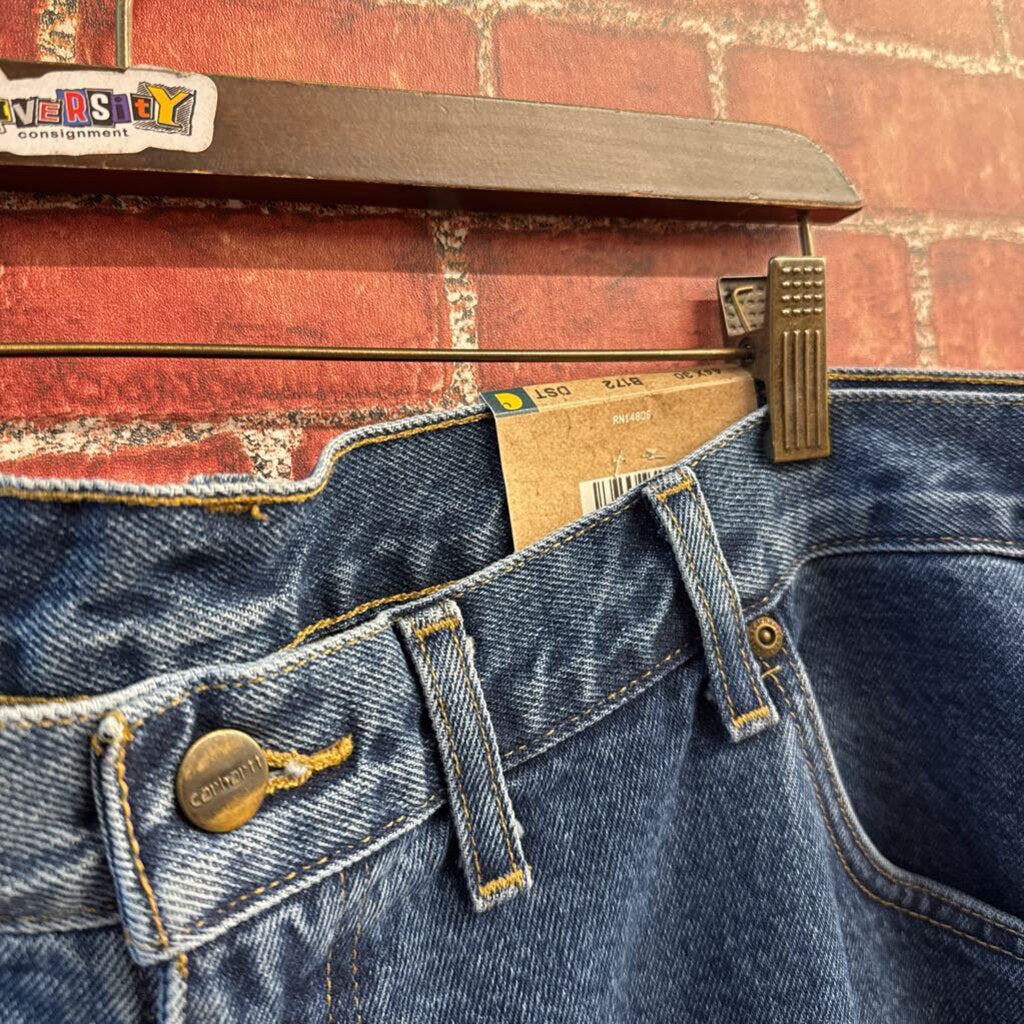 NWT Carhartt Jeans Hemmed Relaxed Fit Flannel Lined Blue Men’s Size 44