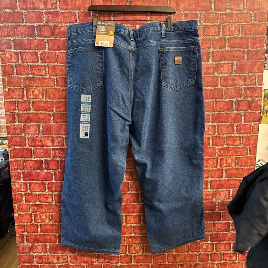 NWT Carhartt Jeans Hemmed Relaxed Fit Flannel Lined Blue Men’s Size 44