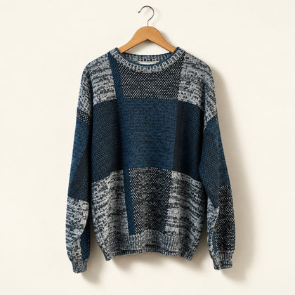 Michael Gerald Vintage Sweater Knit Checker Blue/Grey Men’s Size L