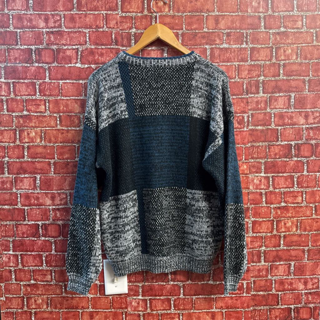 Michael Gerald Vintage Sweater Knit Checker Blue/Grey Men’s Size L