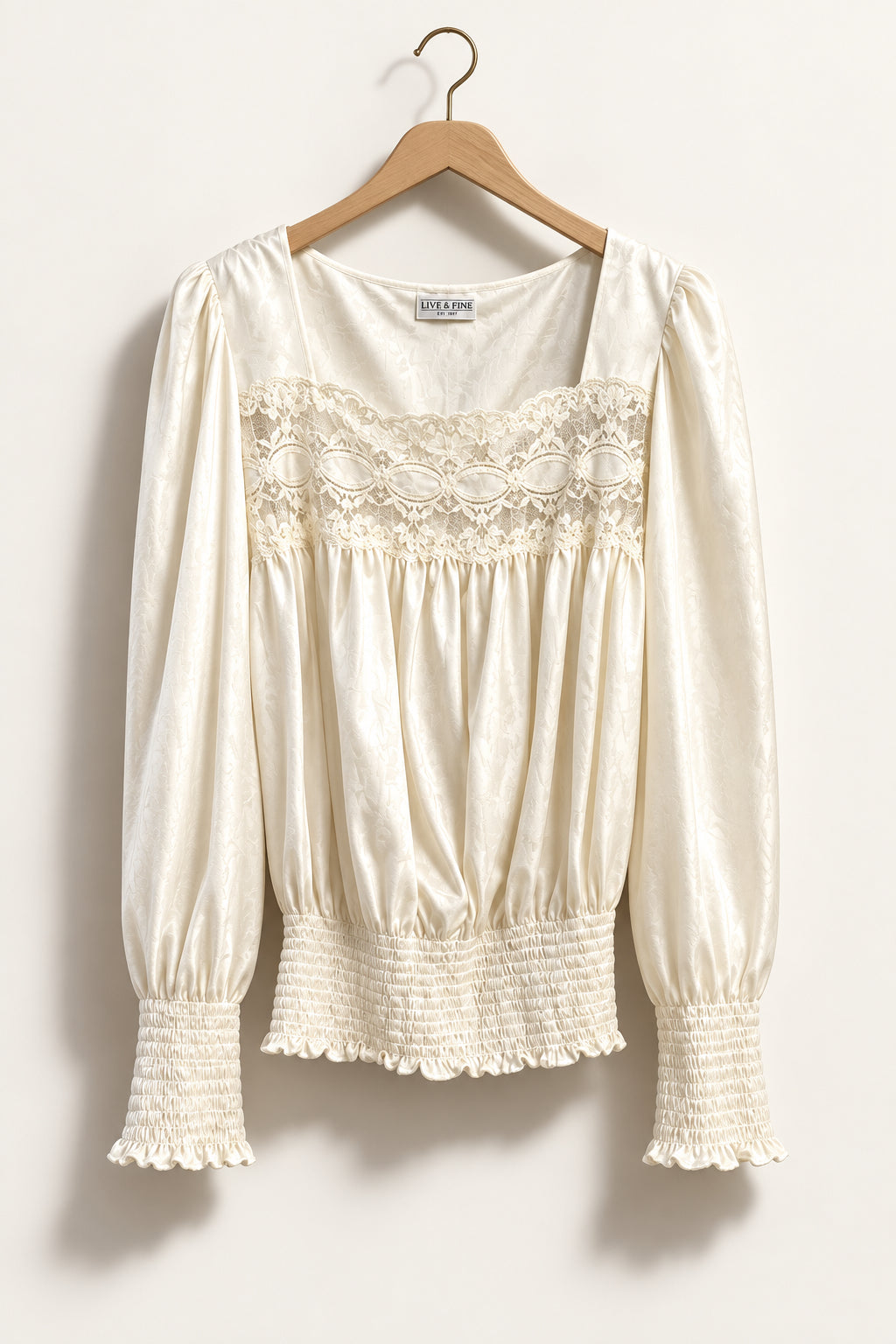 Rosa Puleo-Szule for Lily of France Blouse Lace Polyester Off White Ladies Size S
