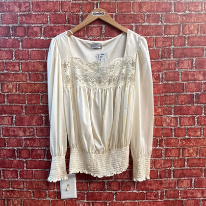 Rosa Puleo-Szule for Lily of France Blouse Lace Polyester Off White Size S