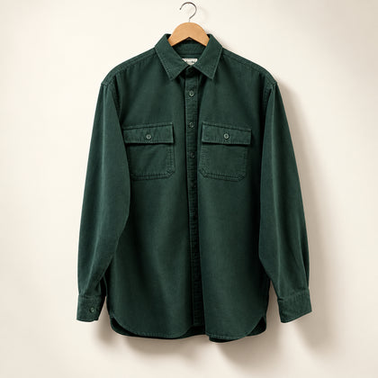 LL Bean Vintage Flannel Dark Green Men’s Size L