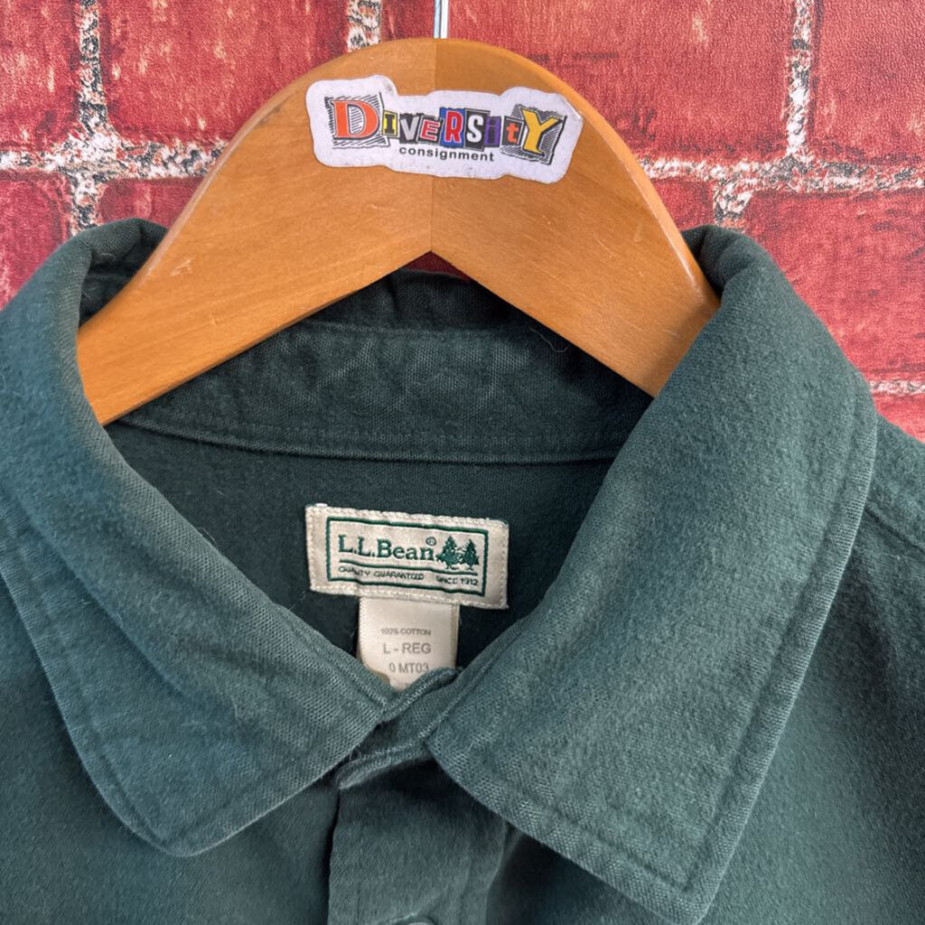 LL Bean Vintage Flannel Dark Green Men’s Size L