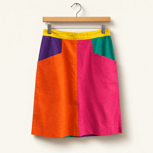 Alexander Campbell Vintage Midi Skirt Color Block Multi Size 10