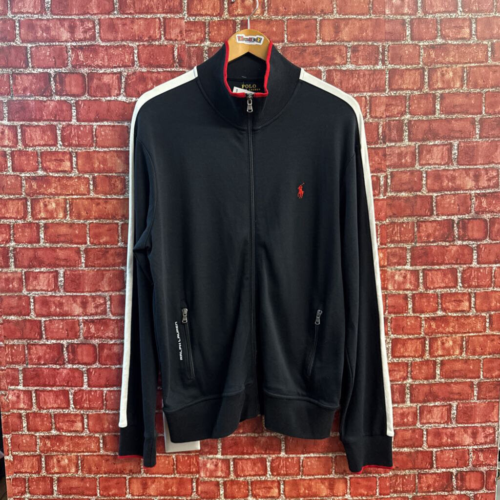 Polo Ralph Lauren Track Jacket White Stripe Black Size M
