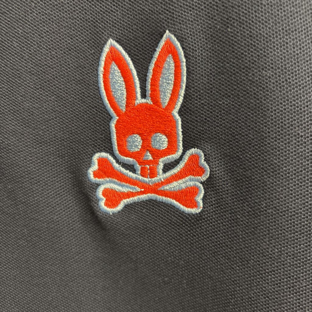 Pyscho Buny Prima Cotton Polo Shirt Navy/Light Blue/Orange Men’s Size 3`