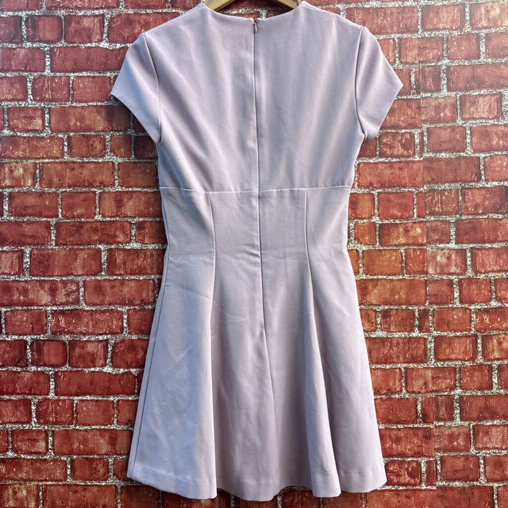Zara Box Pleat V-Neck Mini Dress Pink Size S