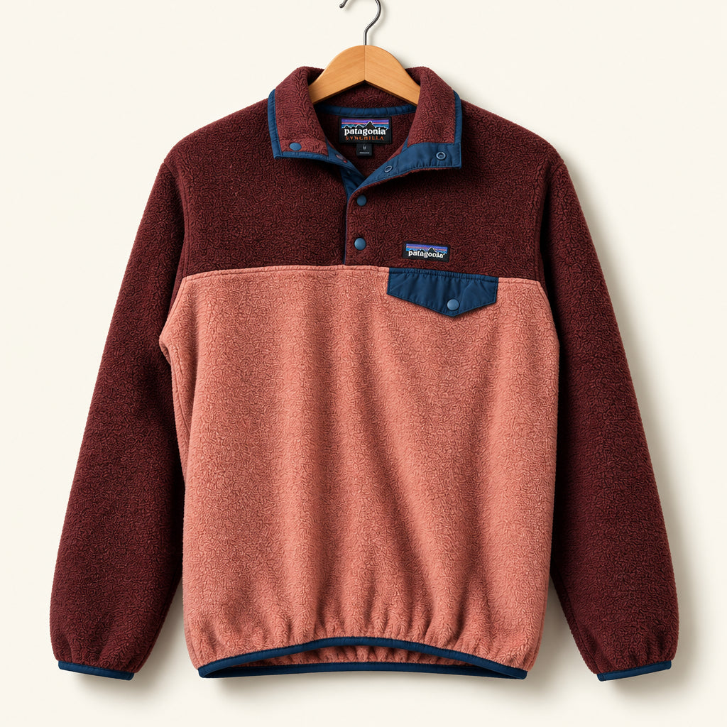 Patagonia Long Sleeve Fleece Polo Maroon/Mauve Ladies Size S