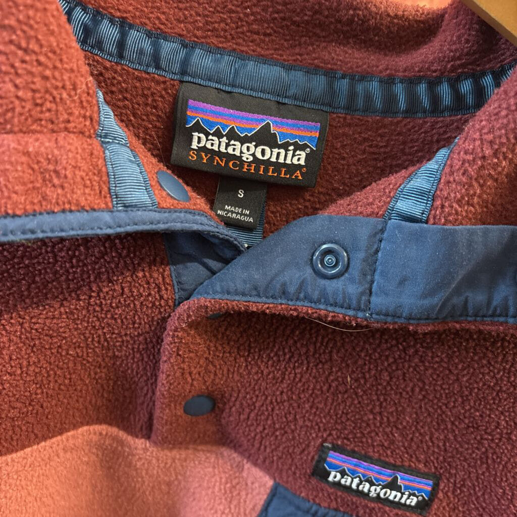 Patagonia Long Sleeve Fleece Polo Maroon/Mauve Ladies Size S