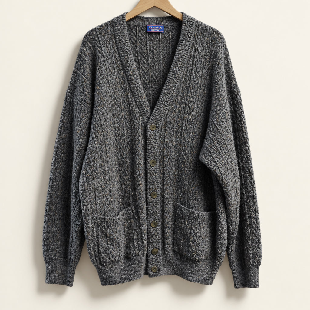 Vintage Example by Missoni Cable Knit Buttoned Cardigan Grey/Purple/Blue/Multi Size L
