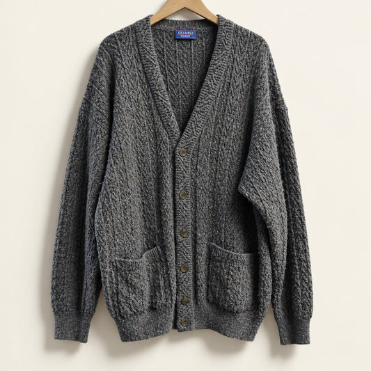 Vintage Example by Missoni Cable Knit Buttoned Cardigan Grey/Purple/Blue/Multi Size L