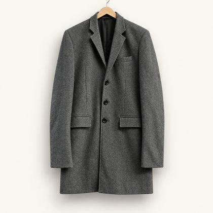 Unbranded Tailored Overcoat Mid-Length Wool Grey