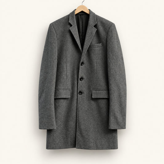 Unbranded Tailored Overcoat Mid-Length Wool Grey