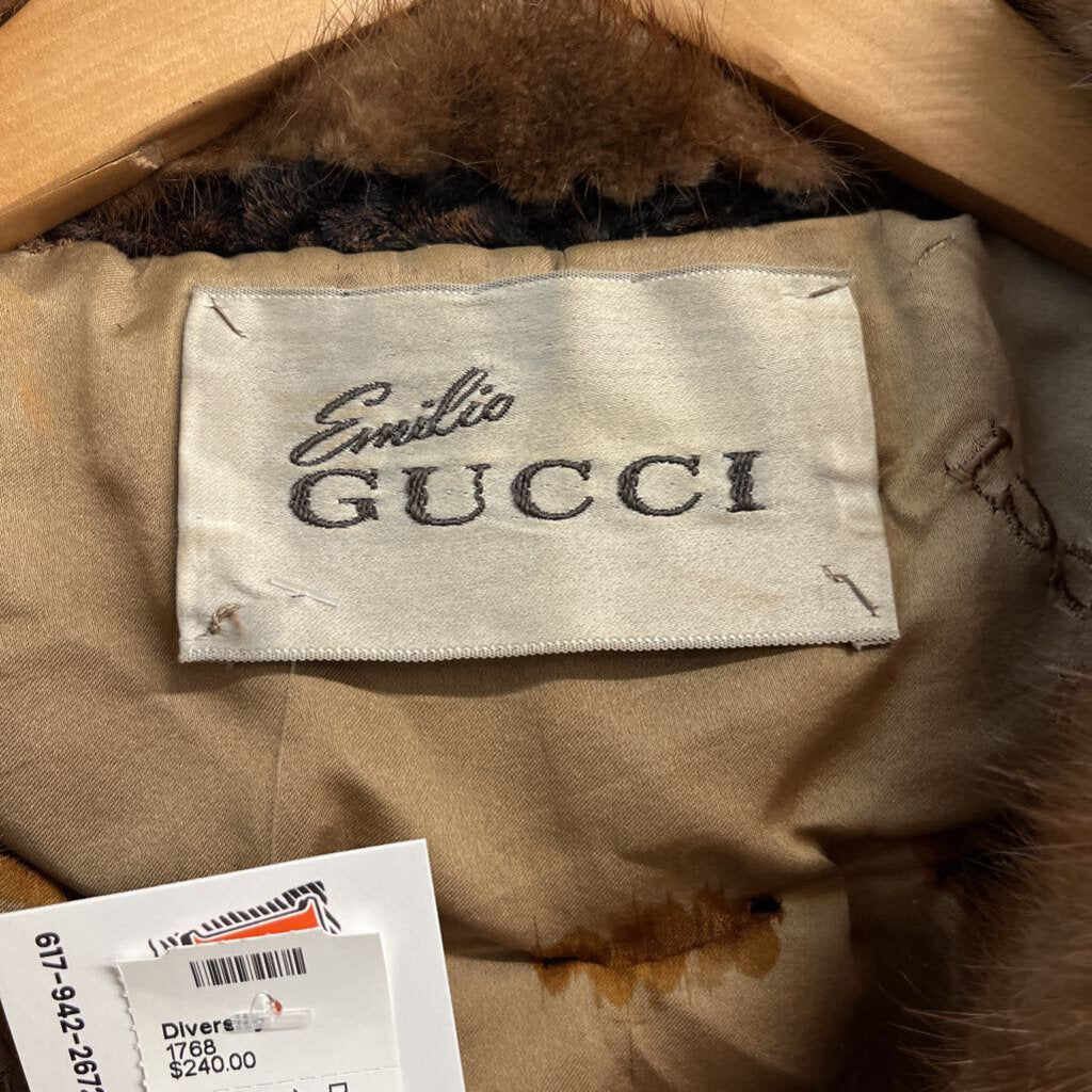 Emilio Gucci Fur Coat Brown Ladies Size L