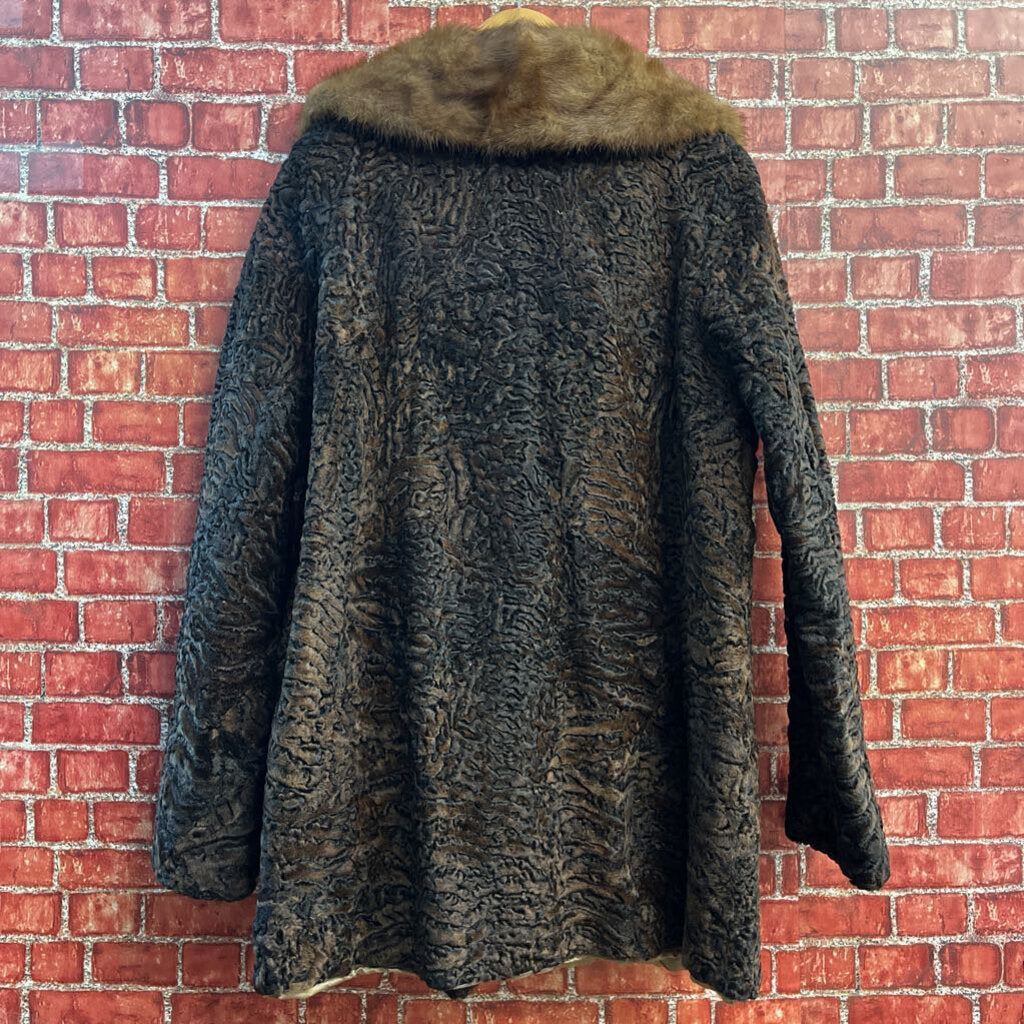 Emilio Gucci Fur Coat Brown Ladies Size L