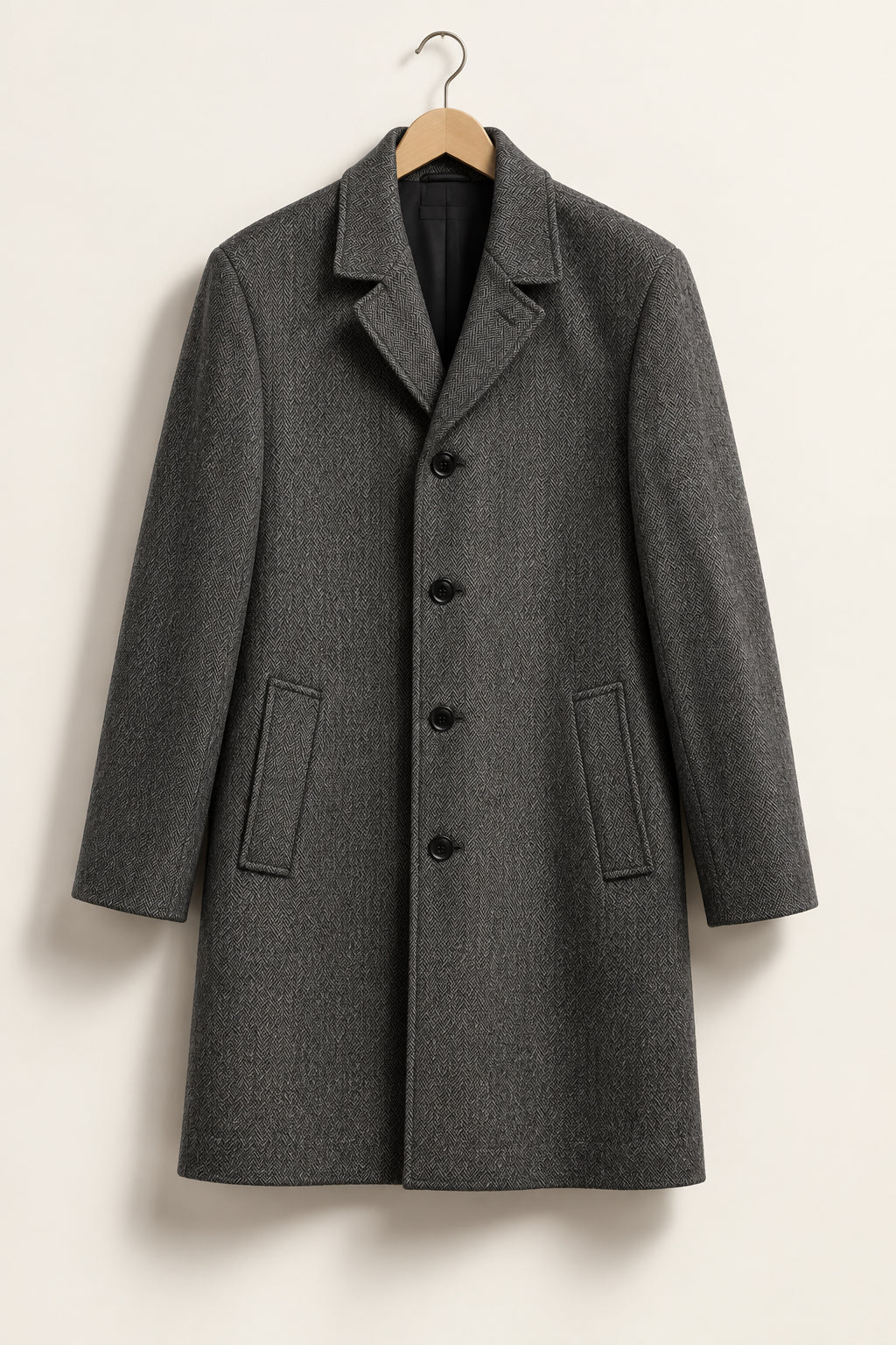 London Fog Herringbone Sport Coat Vintage Dark Grey Men’s Size L