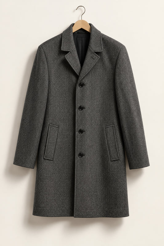 London Fog Herringbone Sport Coat Vintage Dark Grey Men’s Size L
