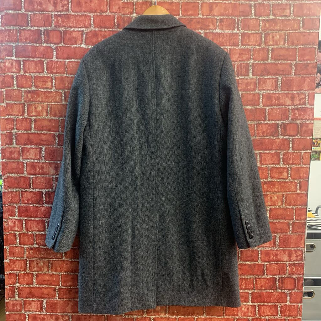 London Fog Herringbone Sport Coat Vintage Dark Grey Men’s Size L